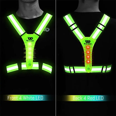 WEST BIKING Cycling Reflective USB Rechargeable LED Safety Vest - AXSSIBLZ