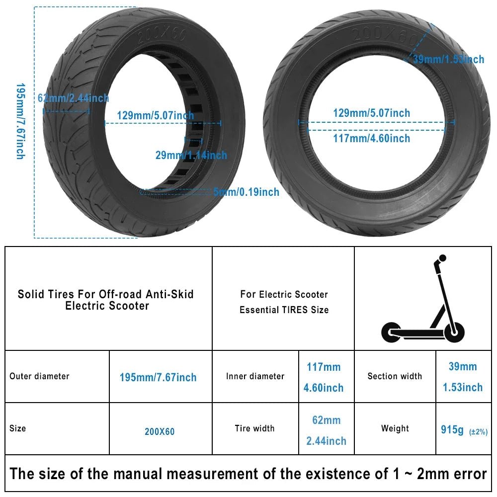 200x60 Solid Tire  Explosion-proof Tire for INOKIM Light MACURY Zero 8 Electric Scooter 8 inch Electric Scooter Tyre Parts AXSSIBLZ