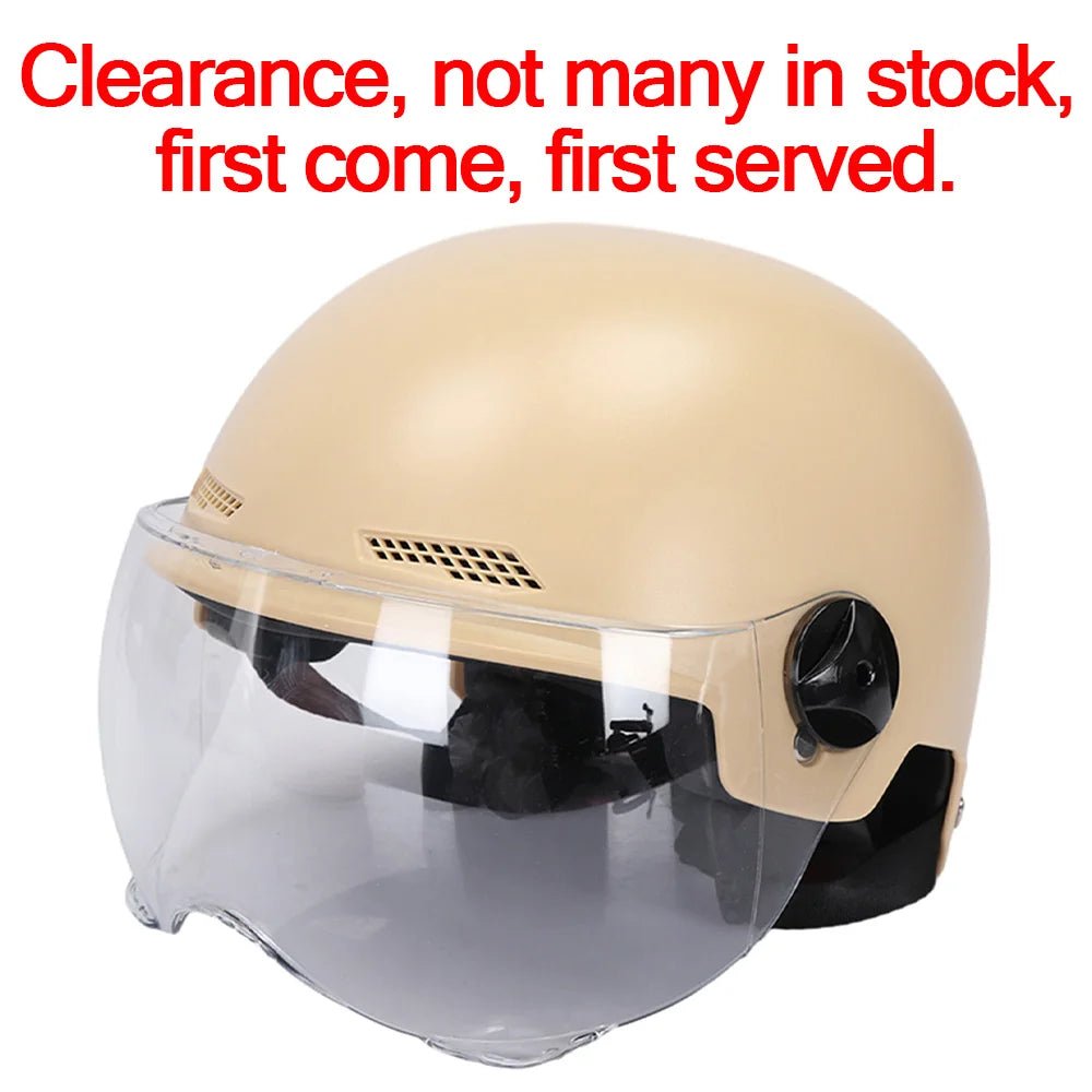 Men Motorcycle Helmet,Woman Electric Motor Car Scooter Bike Open Face Half Helmet,Anti-UV Safety Hat Bicycle Cap with Goggles AXSSIBLZ