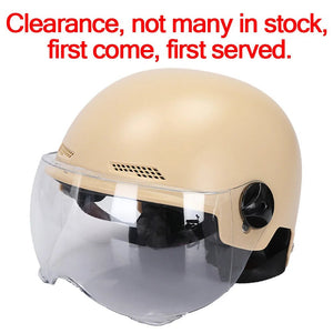 Men Motorcycle Helmet,Woman Electric Motor Car Scooter Bike Open Face Half Helmet,Anti-UV Safety Hat Bicycle Cap with Goggles AXSSIBLZ