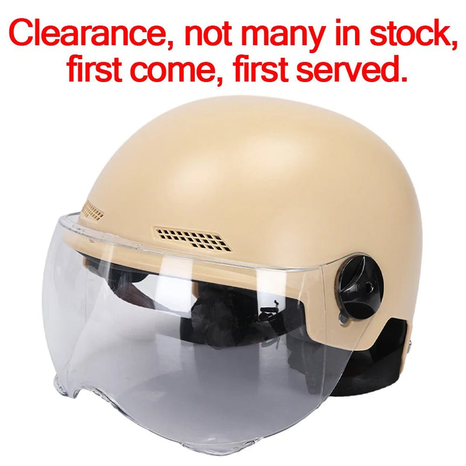 Men Motorcycle Helmet,Woman Electric Motor Car Scooter Bike Open Face Half Helmet,Anti-UV Safety Hat Bicycle Cap with Goggles AXSSIBLZ