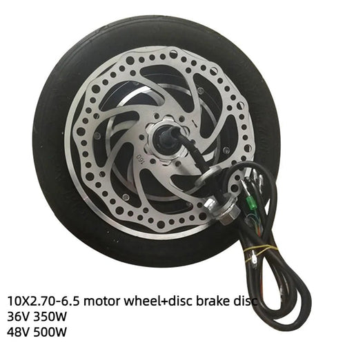Motor For 10 Inch Electric Scooter 36v 350W 48v 500w Hub 10x2.70-6.5 Tubeless Vacuum Tire AXSSIBLZ