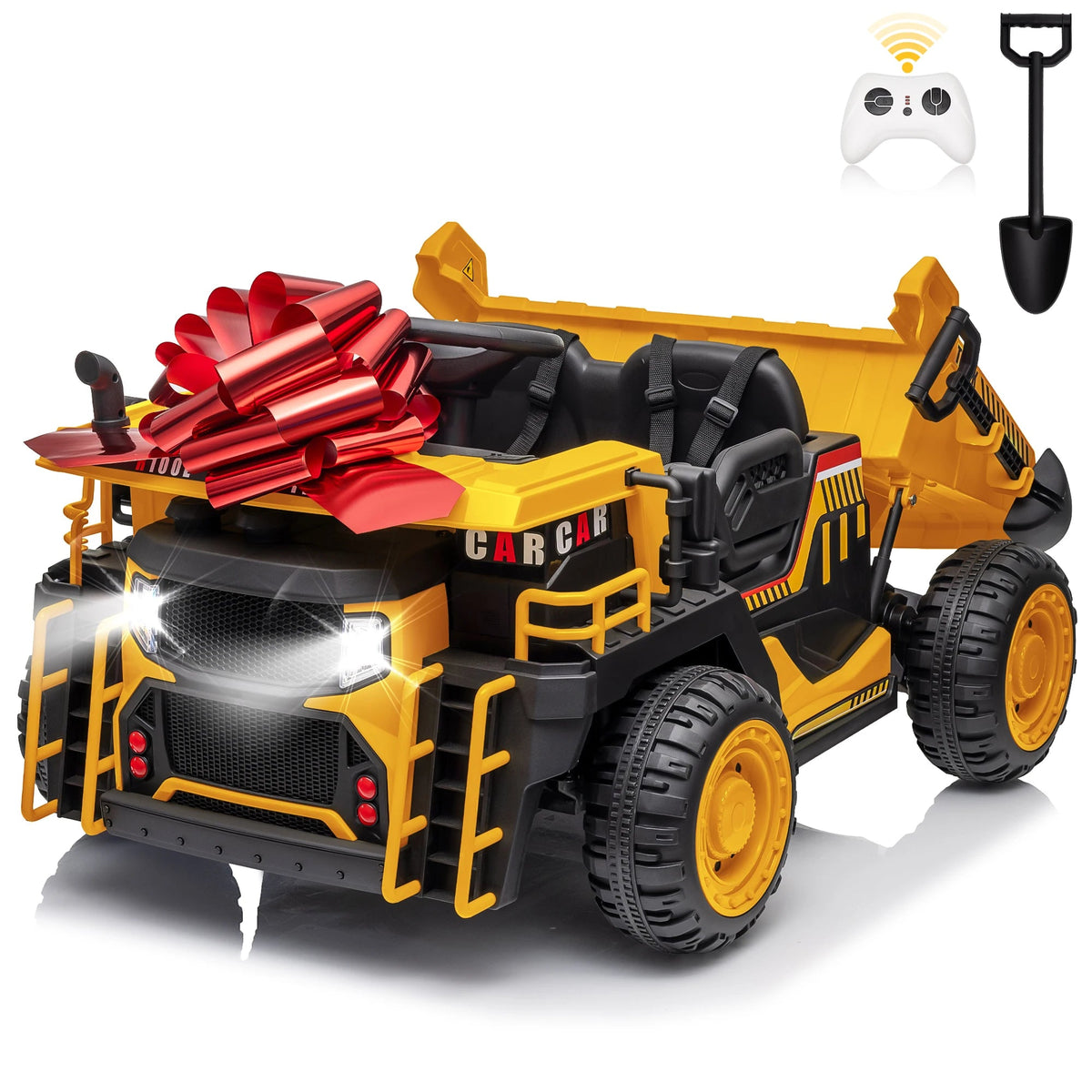24V Ride on Toys w/Remote Control, 2 Seater 400W Ride on Dump Truck, Electric Powered Ride on w/Dump Bed, 3 Speeds, Shovel, Blue AXSSIBLZ