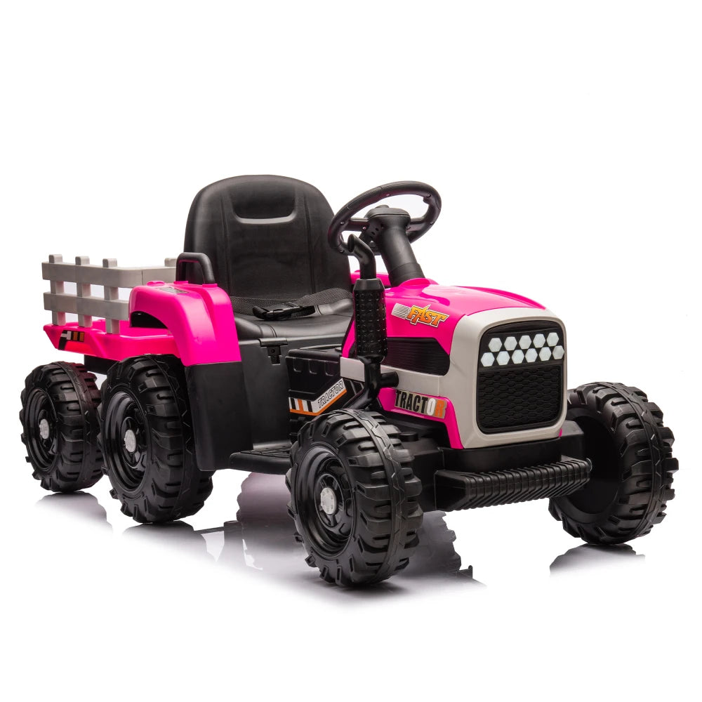 Ride on Tractor2.0 with Trailer,24V Battery Powered Electric Tractor Toy, 200w*2motor 1.86-4.97MPH/Remote Control AXSSIBLZ