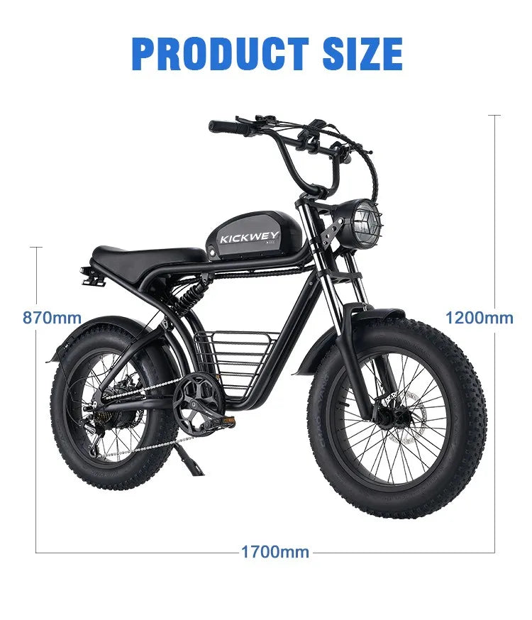 K7Pro 2000W Electric Fat Tire Ebike – 20” Wheels, 31MPH, 48V/23Ah Removable Battery AXSSIBLZ