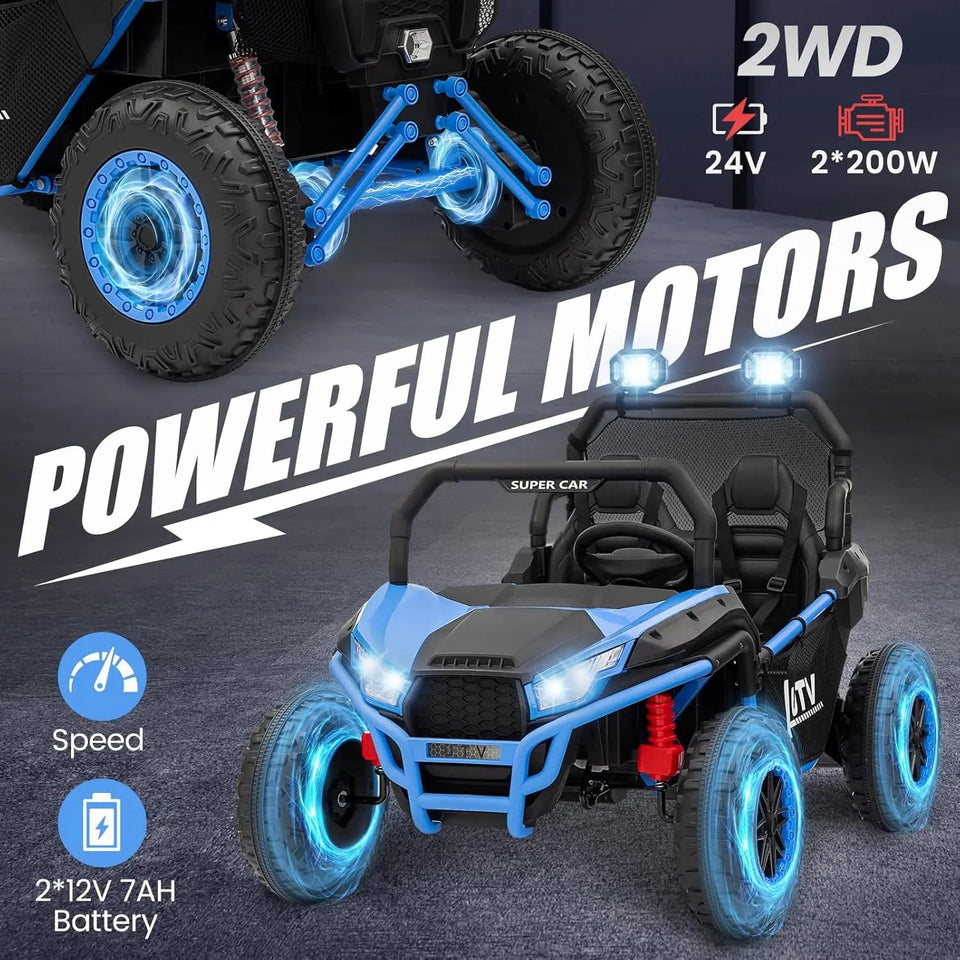 24V Ride on UTV Kids Car with Remote Control, Ride on Truck with Spring Suspensions, 2 Speeds,Lights, Treaded Tires AXSSIBLZ