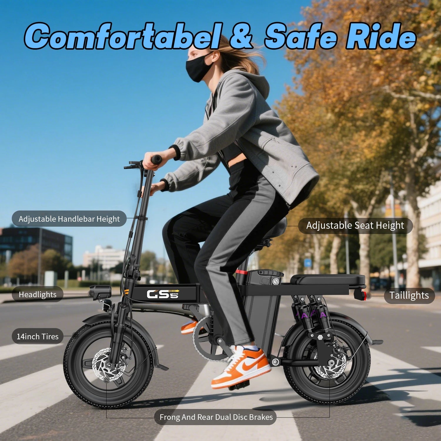 Electric Bike for Adults Teen-Folding Electric Bicycle 750W Peak Motor,20+MPH 35 Miles,Commuter Ebike 48V 15AH Removable Battery AXSSIBLZ