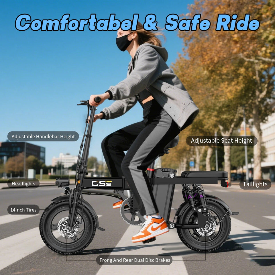 Electric Bike for Adults Teen-Folding Electric Bicycle 750W Peak Motor,20+MPH 35 Miles,Commuter Ebike 48V 15AH Removable Battery AXSSIBLZ