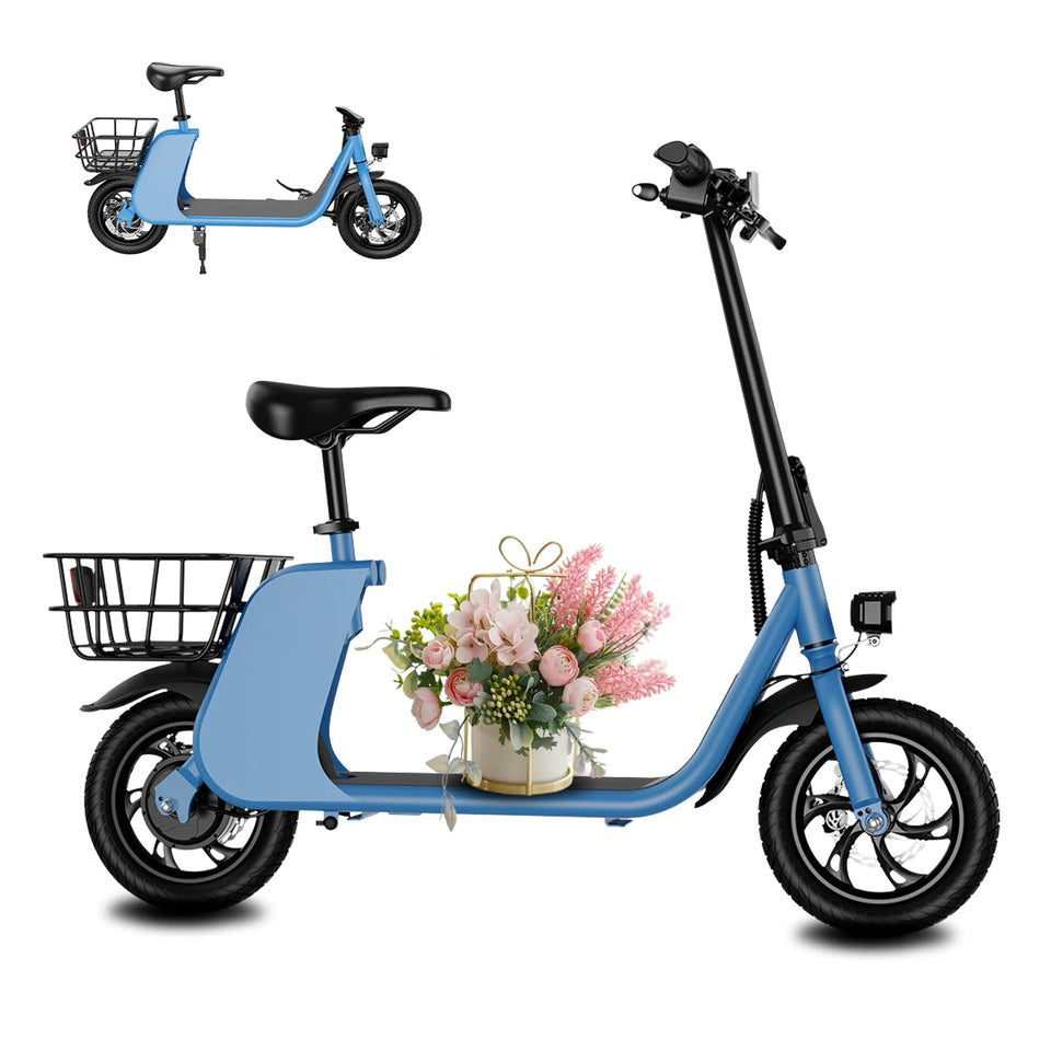 500W carbon steel electric front and rear dual disc brake bicycle for urban commuting with basket, adult electric bicycle AXSSIBLZ