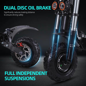 Portable Electric Scooter With 11'' Off Road Vacuum Tire,6000W 60V 38Ah High Power,Max Speed 80-85KMH,Dual Motor Drive E-scooter AXSSIBLZ