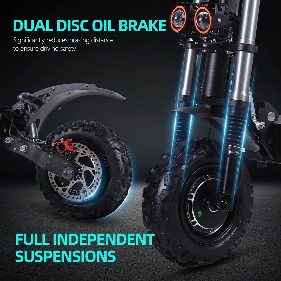 Portable Electric Scooter With 11'' Off Road Vacuum Tire,6000W 60V 38Ah High Power,Max Speed 80-85KMH,Dual Motor Drive E-scooter AXSSIBLZ