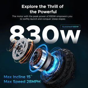 ENGWE 830W Peak Electric Folding Scooter, 48V 18.2AH, 43.5 Miles Range, 28mph, 10*4.0 Tires, Full Suspension, City & Rough Road AXSSIBLZ