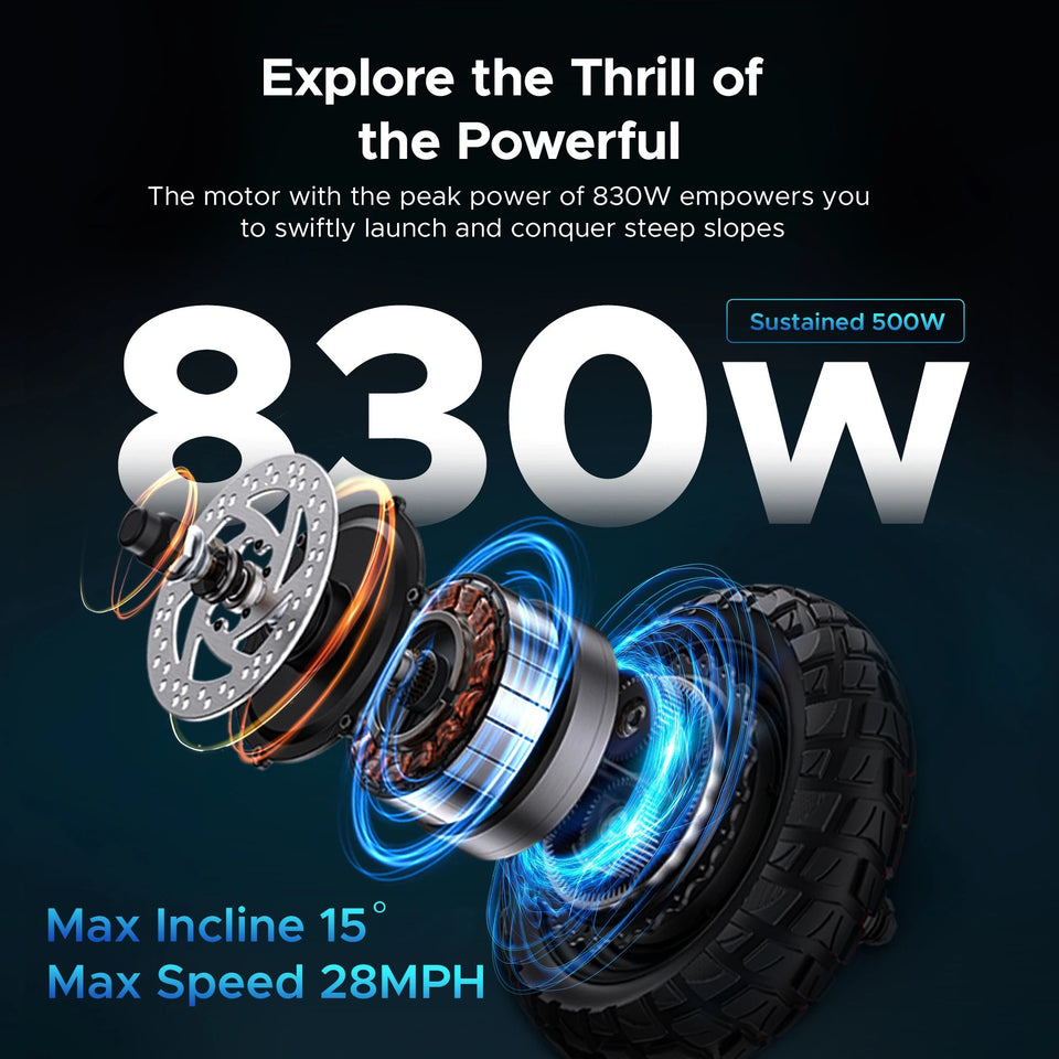 ENGWE 830W Peak Electric Folding Scooter, 48V 18.2AH, 43.5 Miles Range, 28mph, 10*4.0 Tires, Full Suspension, City & Rough Road AXSSIBLZ