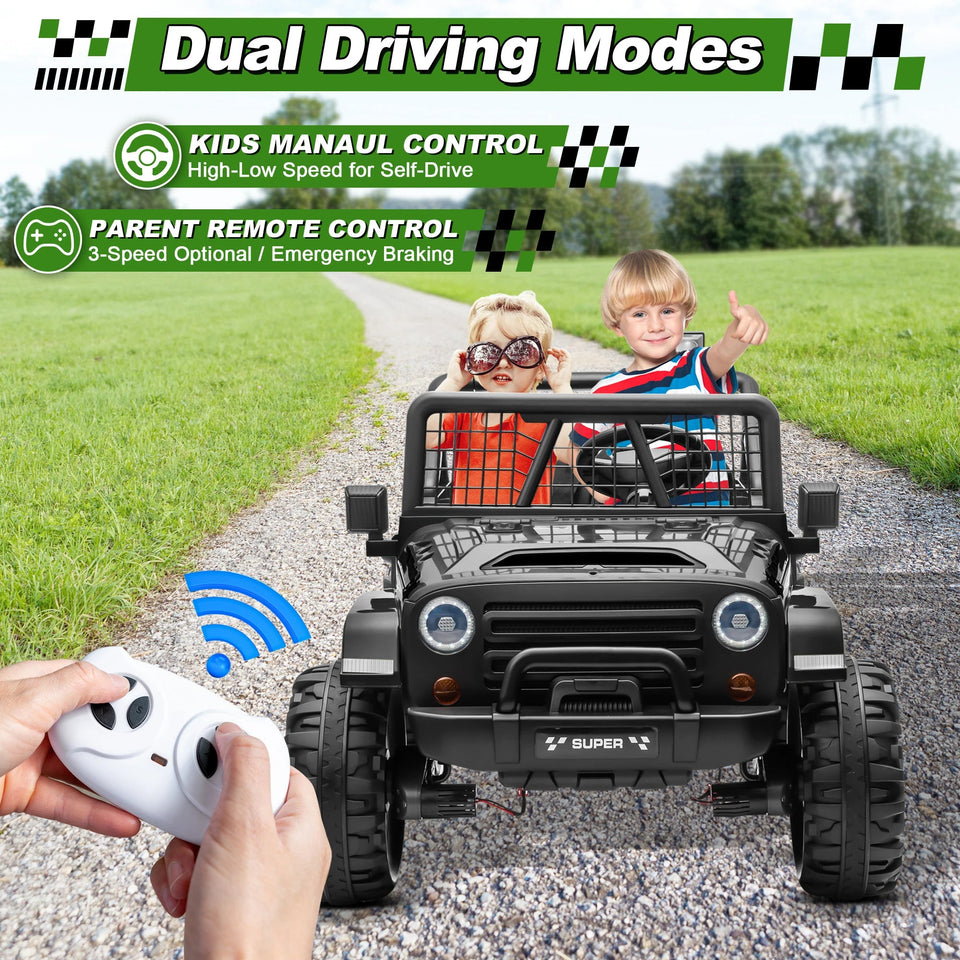 24V Ride on Truck Car w/Remote, XL 2 Seater Outdoor Toys 4WD/2WD Switchable, 4x200W Motor Power Four Wheels, Electric Car for Bi AXSSIBLZ