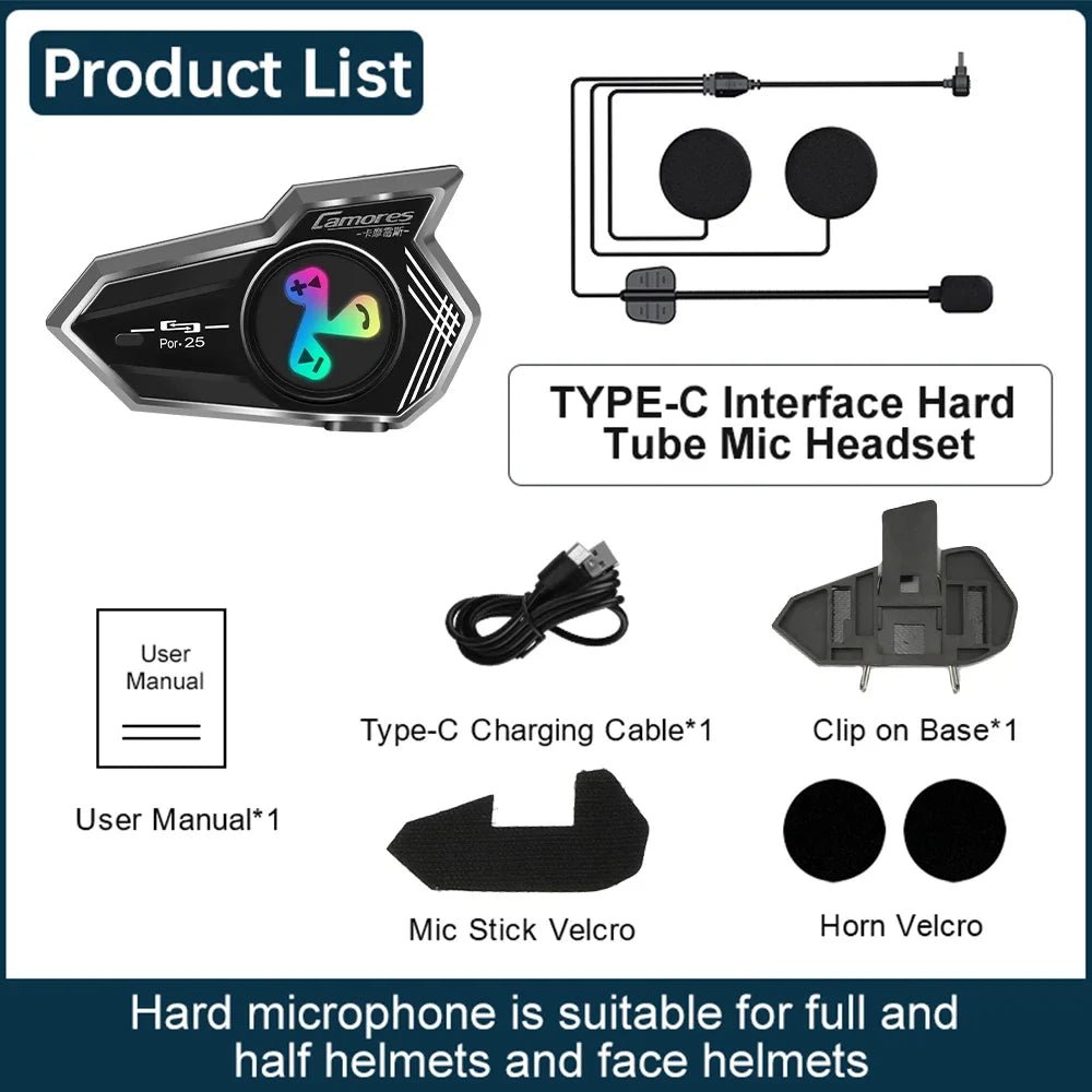 Bluetooth 5.4 Wireless Motorcycle Helmet Headset Hands-free Call Phone Motorcycle Waterproof Earphone Music Player Moto Helmet AXSSIBLZ