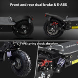 5600W Adult Electric Scooter W/Seat,Dual Motor EScooter, 3 Speed 80km/h 90kmRange,60V 27AH,11'' Heavy Duty Vacuum Off-Road Tire AXSSIBLZ