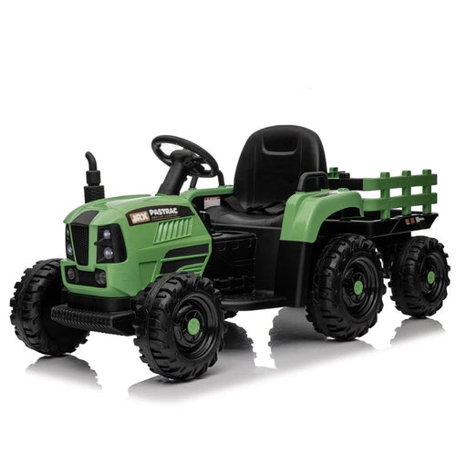 24V 400W Powered Electric Tractor Toy  with Trailer, W/Remote Control,Three Speed Adjustable,Bluetooth,Two-point Safety Belt. AXSSIBLZ