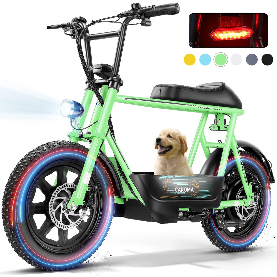 Peak 819W Electric Scooters with Seat for Adults, 16" Fat Tire for All-Terrain, Commuter Ebike for Teens, with Carry Basket AXSSIBLZ