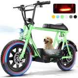 Peak 819W Electric Scooters with Seat for Adults, 16" Fat Tire for All-Terrain, Commuter Ebike for Teens, with Carry Basket AXSSIBLZ
