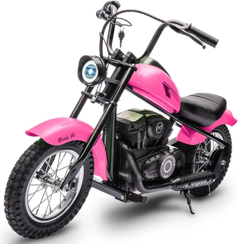 24V Electric Dirt Bike, 250W Electric Motorcycle w/LED Light, Leather Seat- Two Speed Max Up to 14MPH & 60 Minutes Motorbike AXSSIBLZ