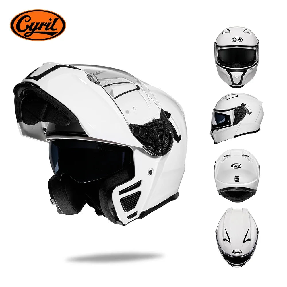 Full Face Motorcycle Helmet with Dual Visor Cyril Flip-up Motorcycle Helmet with Bluetooth Slot For Adult DOT Approved Helmet AXSSIBLZ
