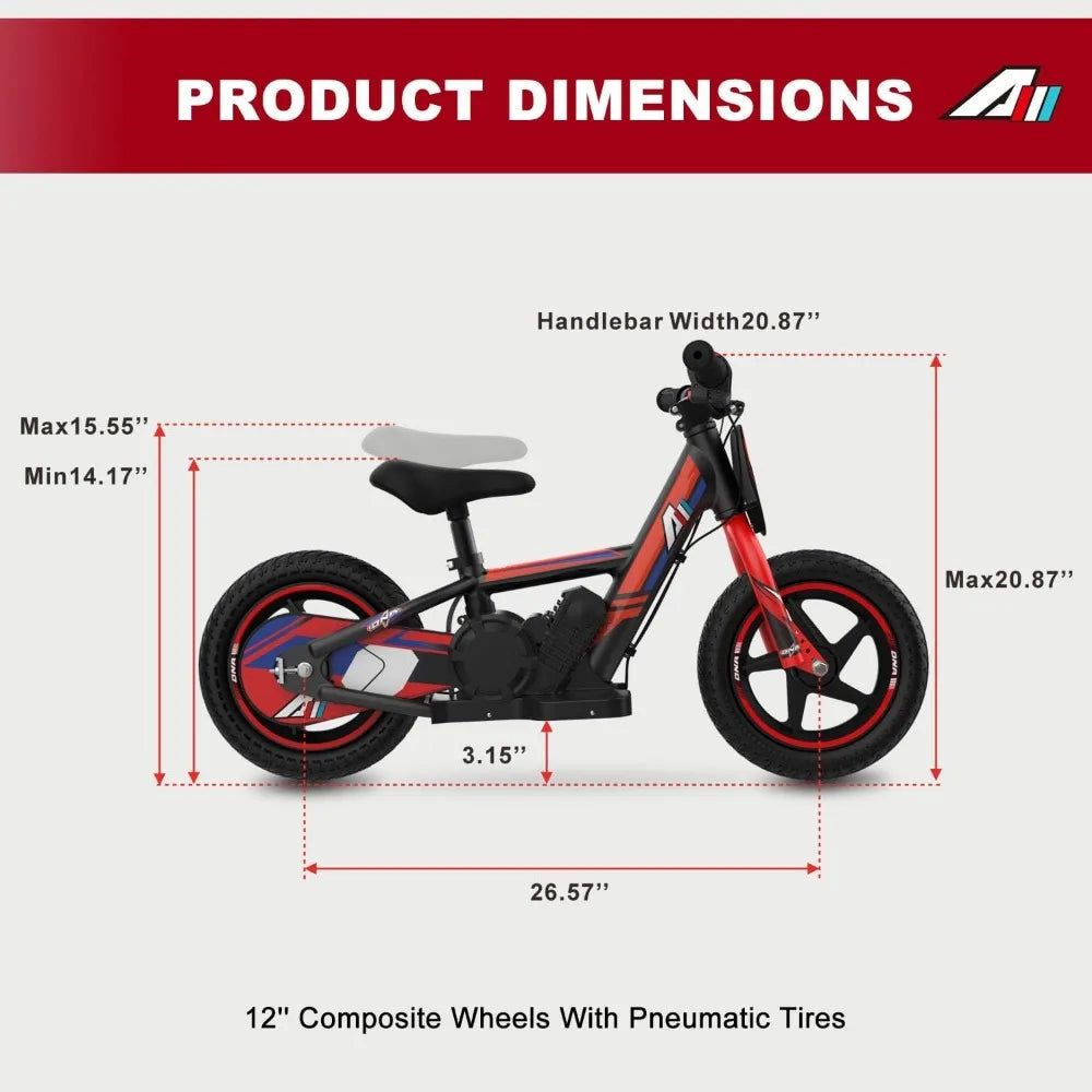 Adventure Mini 170/340W Electric Motorcycle – Kid's Off-Road Balance Bike, 10/12MPH, Perfect for Ages 3-12 AXSSIBLZ