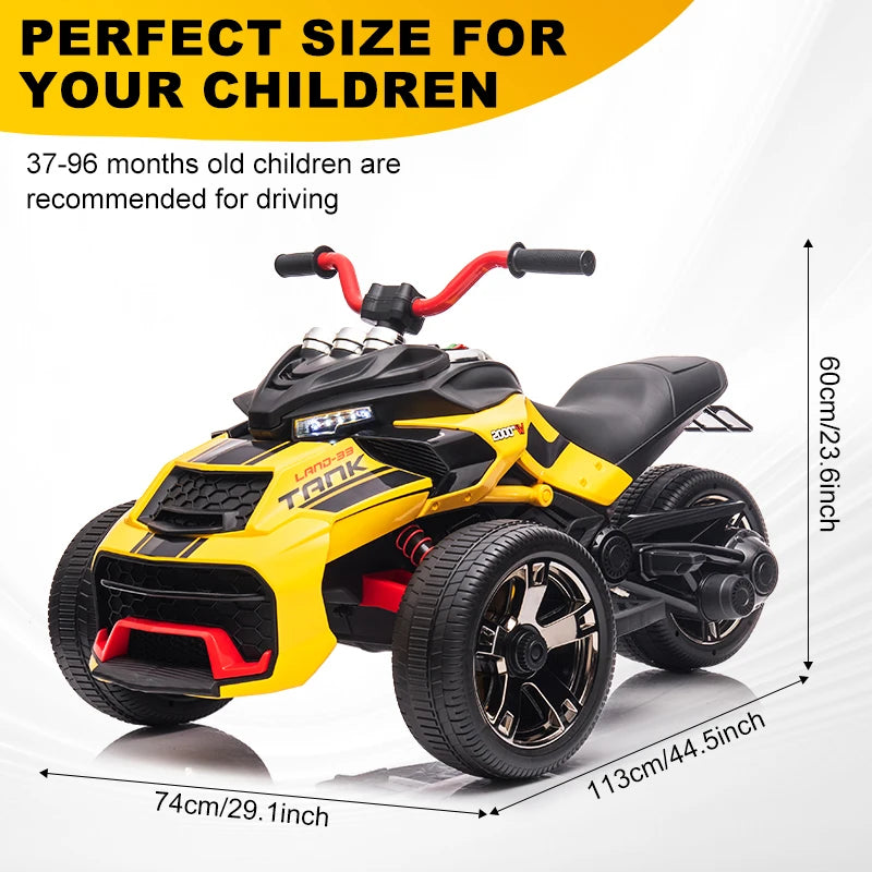 12V Kids ATV Ride On Toy Three-Wheel Electric Vehicle for 3-8y Kids Gifts Battery Powered Car Toys with Lights,Music AXSSIBLZ