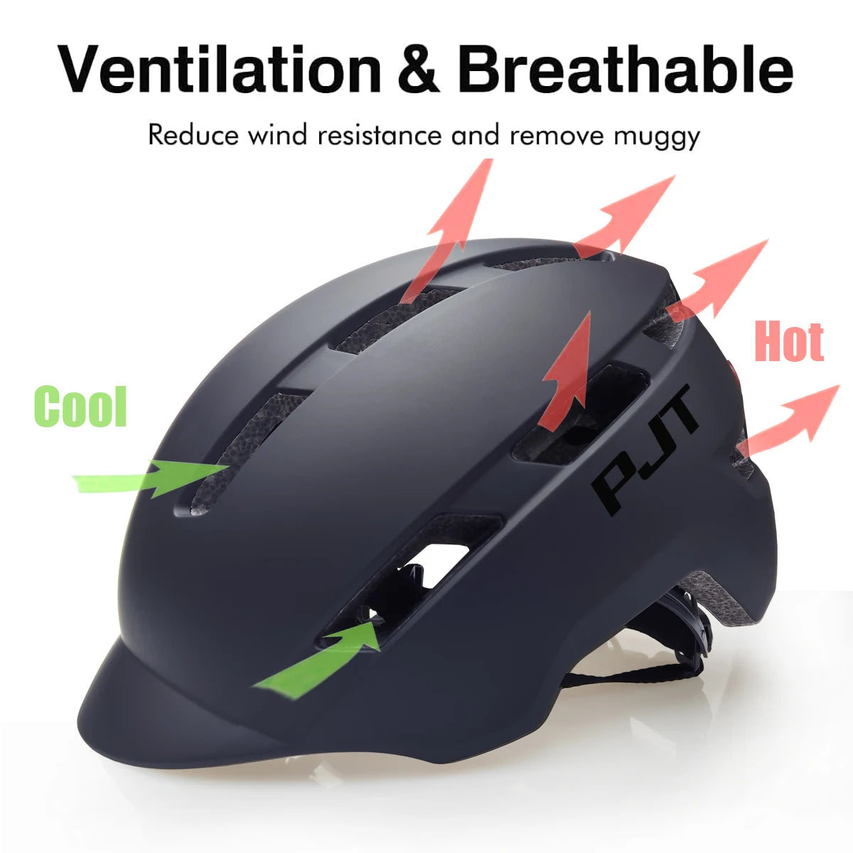 PJT NightRider Helmet – In-Mold MTB & Road Helmet with USB Rechargeable Safety Tail Light AXSSIBLZ