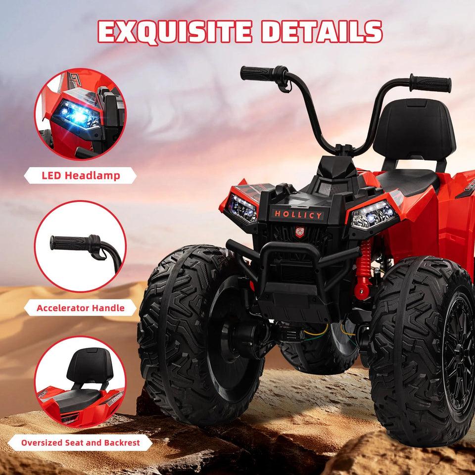 24V Kids ATV,Two Seater Ride on Car 4WD Quad Electric Vehicle,4x100W Powerful Engine with 7AHx2 Large Battery Accelerator Handle AXSSIBLZ