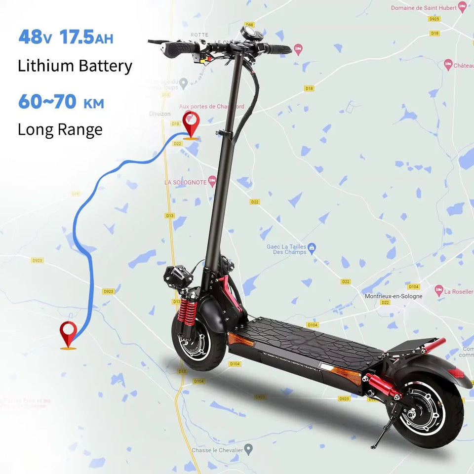 New X4 shipped from China warehouse 1600W dual motor 10-inch off-road electric scooter 48V 18AH foldable adult mobility scooter AXSSIBLZ