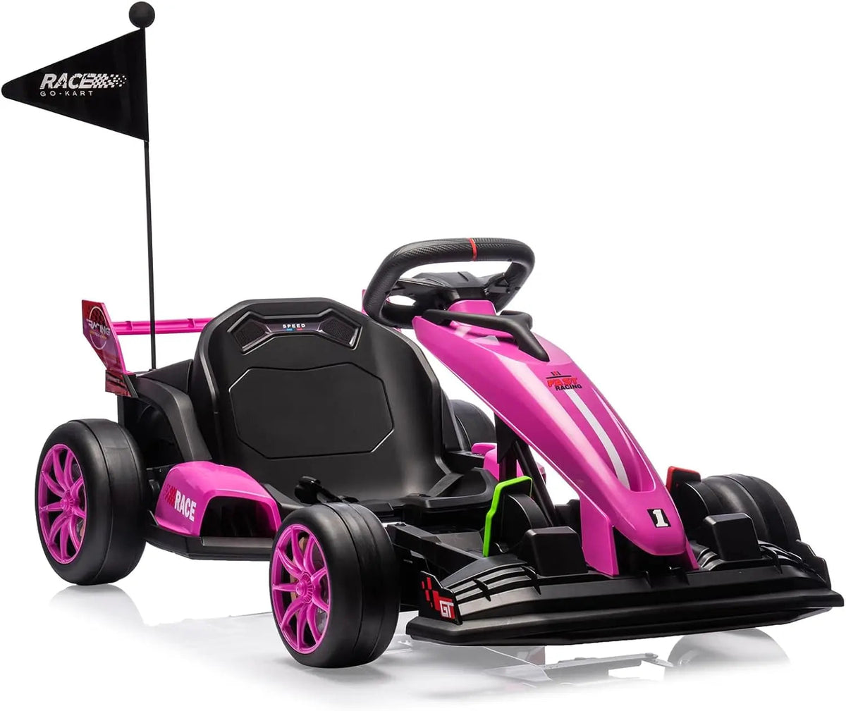 24V Go Kart, Electric Drift Kart Car with Adjustable Seat, Outdoor Ride On Toy with Variable Speed Mode, High-Speed Racing AXSSIBLZ