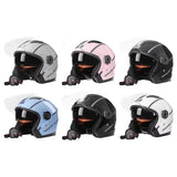 Motorcycle Open Face Helmet For Men And Women Dual Lens Sun Visor Face Shield Top Lightweight Scooter Bike Retro 3/4 Helmet AXSSIBLZ