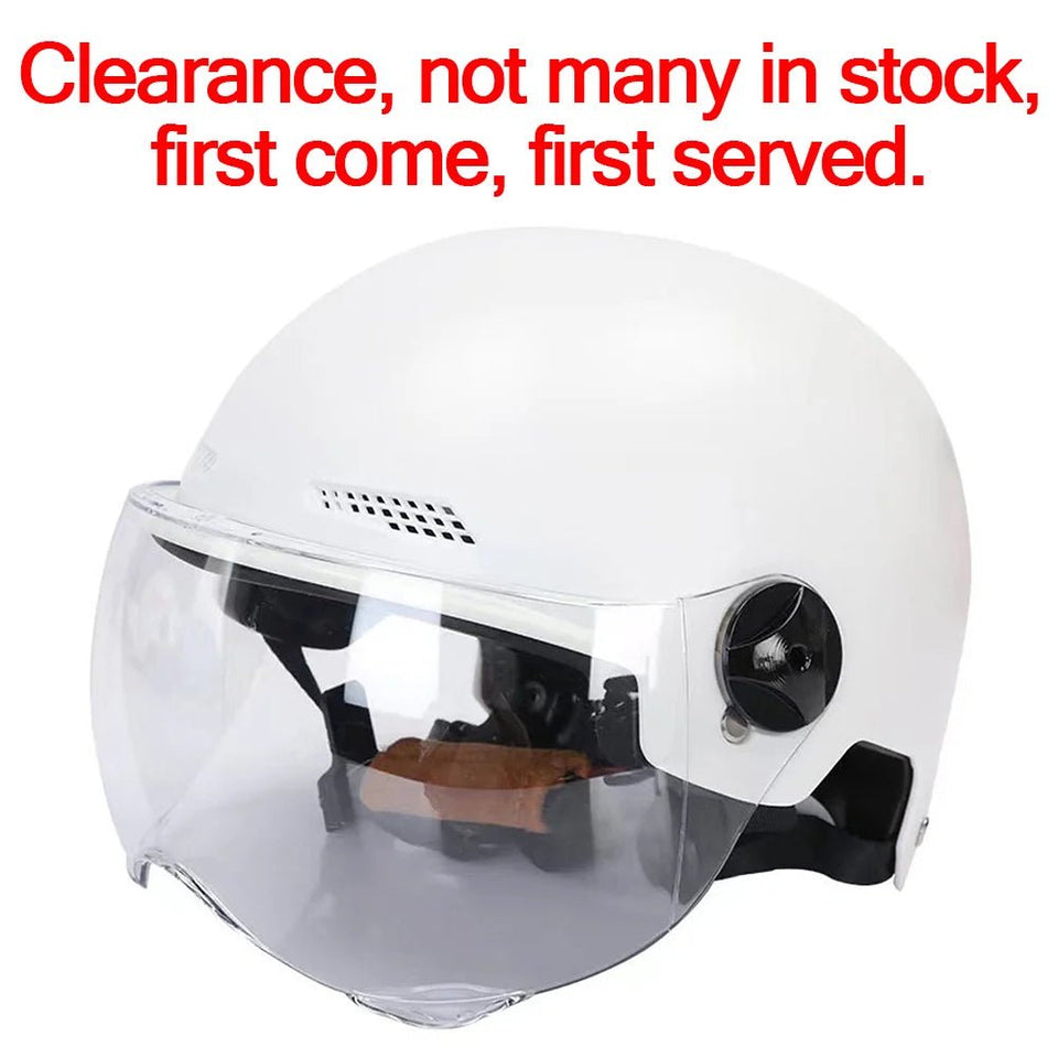 Men Motorcycle Helmet,Woman Electric Motor Car Scooter Bike Open Face Half Helmet,Anti-UV Safety Hat Bicycle Cap with Goggles AXSSIBLZ