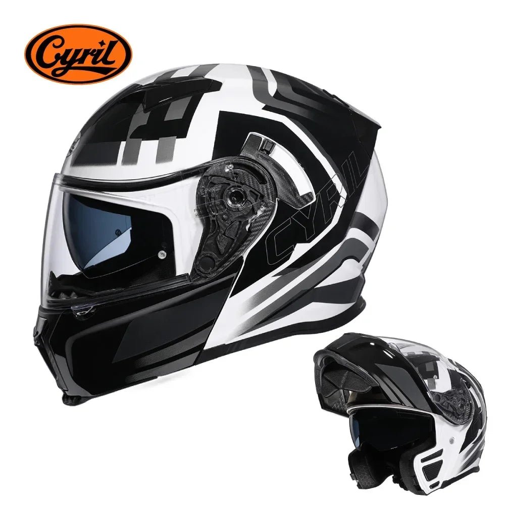 Motorcycle Helmet Dual Visor Modular Flip Up Full Face Helmet for Adult Men Women DOT ECE Approved Casco Moto CYRIL AH121 AXSSIBLZ