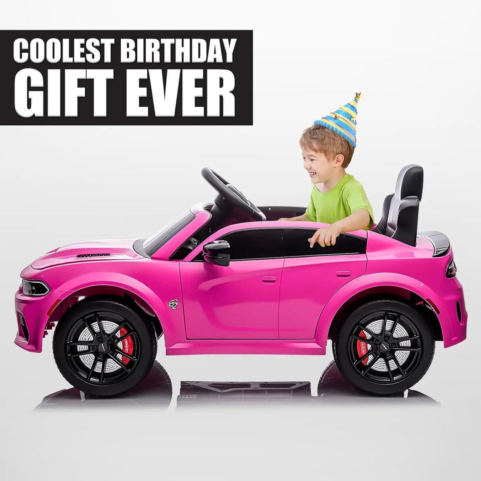 12V Licensed Dodge Charger SRT Hellcat Kids Electric Ride On Car,Battery Powered 4-Wheels Ride on Toy,with Parental Remote Contr AXSSIBLZ