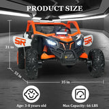 24V 7AH 2 Seater Power 25" 4WD Largre Kids' Electric Vehicles with Remote Control UTV Ride EVA Tires, Spring Absorbers, Orange AXSSIBLZ