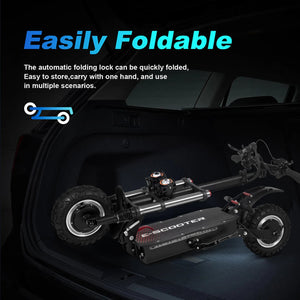 50Mph Fast Electric Scooter with Seat for Adults Load 440lbs 6000W Powerful Dual Motor Hydraulic Suspension Electric Scooter AXSSIBLZ