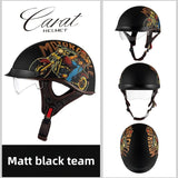 Leather Retro Motorcycle Half-Covered Helmet Comfortable Lightweight Men Portable Helmet snow Skiing Helmets with Goggles cover AXSSIBLZ