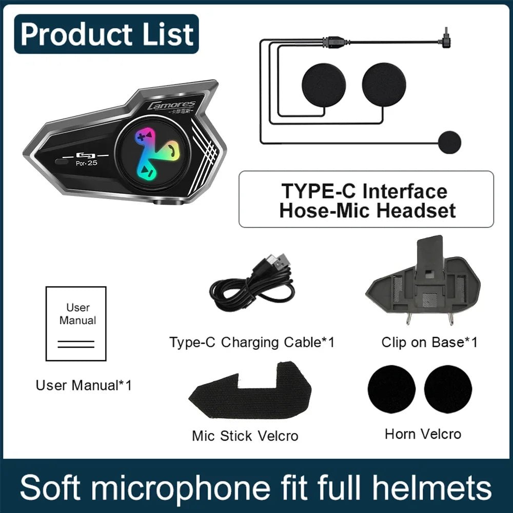 Bluetooth 5.4 Wireless Motorcycle Helmet Headset Hands-free Call Phone Motorcycle Waterproof Earphone Music Player Moto Helmet AXSSIBLZ