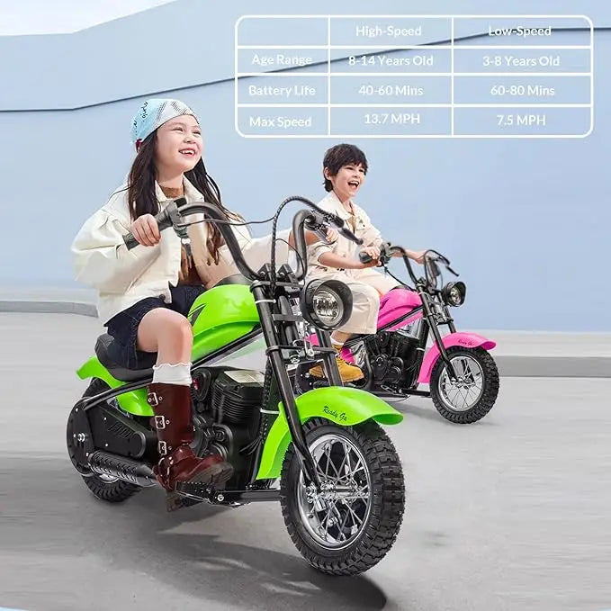 Electric Motorcycle for Kids, 24V 250W Kids Electric Dirt Bike Two Speed Max Up to 14MPH & 60 Minutes Continuous with Led Lights AXSSIBLZ