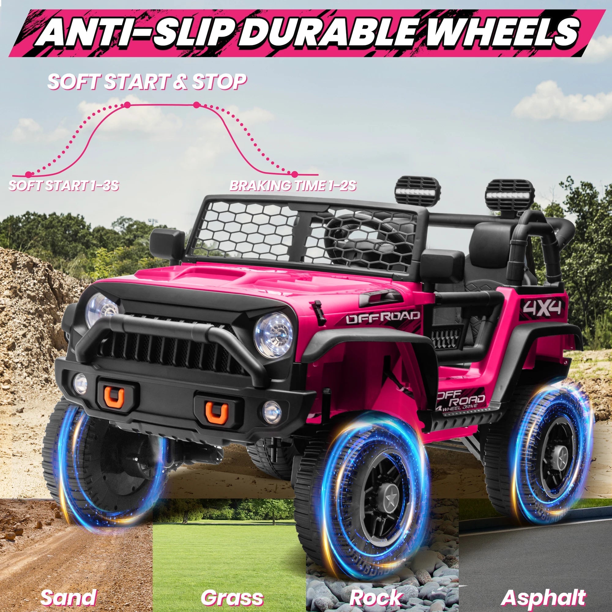 24V Ride on Car Truck with Remote Control & 2 Seater, 4WD/2WD Switchable 400W Powered Ride on Toys with Shovel Spring Suspension AXSSIBLZ