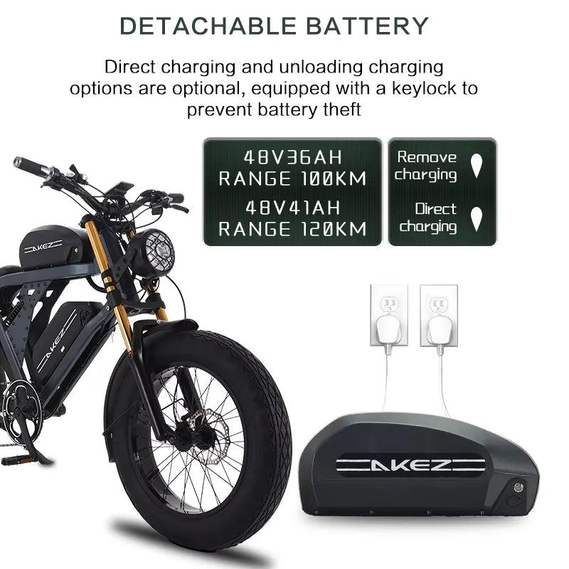US Stock 1500w 48V Fat Tire Electric Bike Motorcycle Adults Off Road With Removable Dual Battery Mountain All-Terrain Bikes AXSSIBLZ