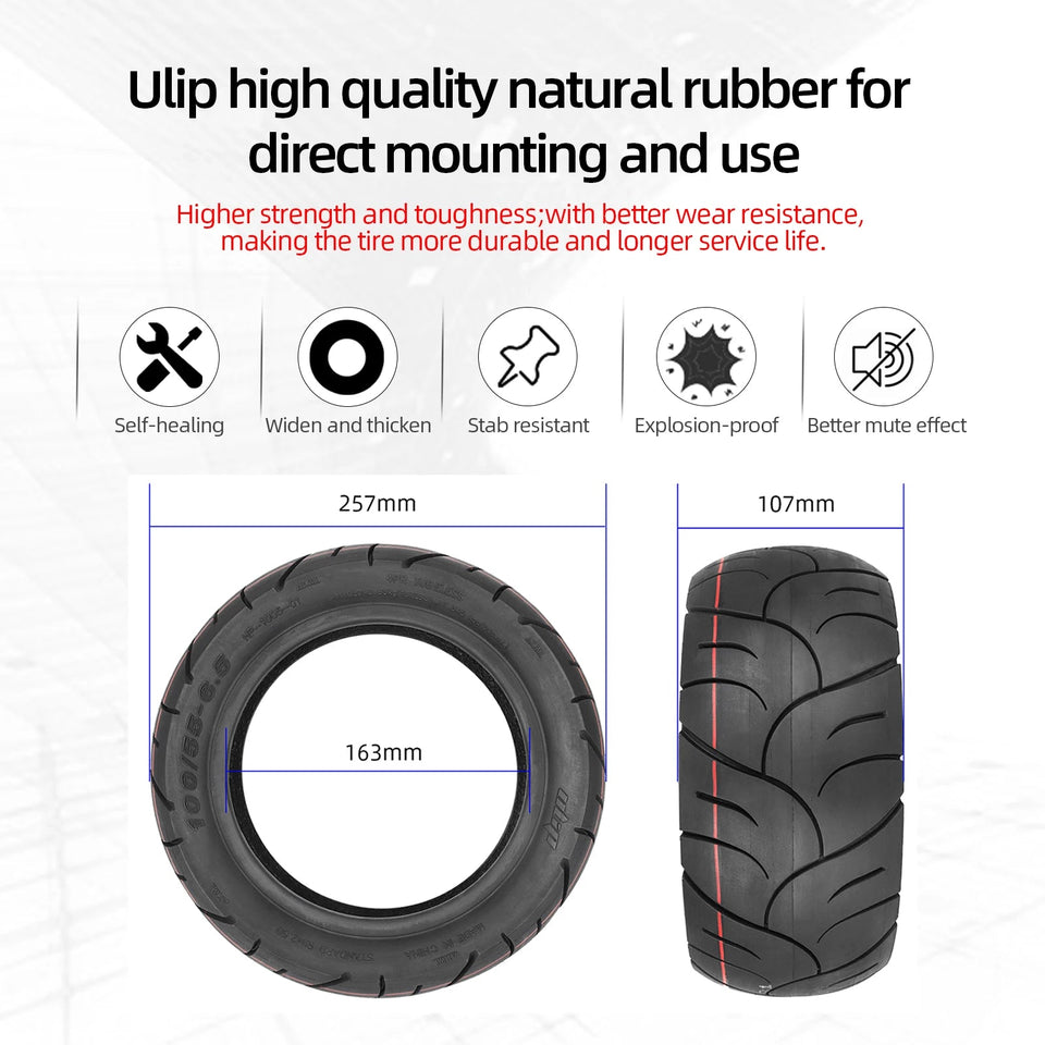 Ulip 11 Inch 100/55-6.5 Self-healing Tubeless Tire For Electric Scooter Front & Rear Built Self-repair Glue Explosion-Proof Tyre AXSSIBLZ