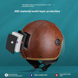 Four Season Universal Classic Retro Leather Electric Bike Motorcycle Helmet Harley Helmet Scooter Men'S And Women'S Half Helmets AXSSIBLZ