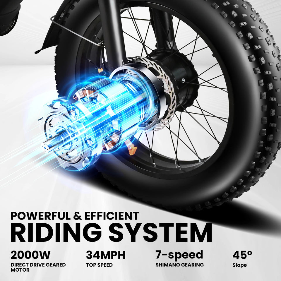 2000W Peak Cargo Electric Bike for Adults with Dual 15Ah Batteries(30Ah) Shima 7 Speed 80Miles-150Miles Long Range Electric Bike AXSSIBLZ