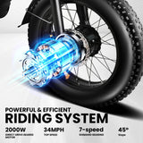 2000W Peak Cargo Electric Bike for Adults with Dual 15Ah Batteries(30Ah) Shima 7 Speed 80Miles-150Miles Long Range Electric Bike AXSSIBLZ