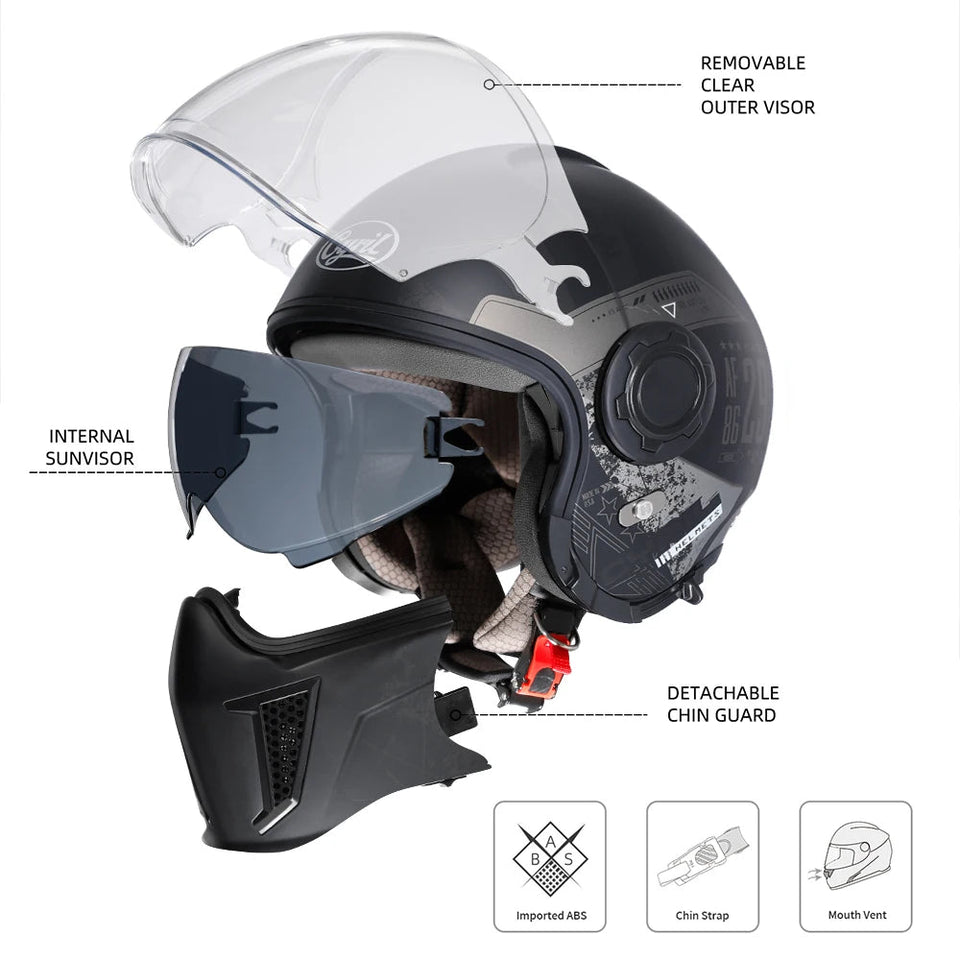 Motorcycle Helmet Full Face Open Face Helmet Modular Helmets Double Lens Quick Release Buckle Men Women CYRIL OP12A Cascos Moto AXSSIBLZ