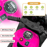 12V Electric Kids' Ride on Vehicles, Powered Toy Motorcycle, Child Motorcycle Ride on With Light Wheels and Bluetooth Music Pink AXSSIBLZ