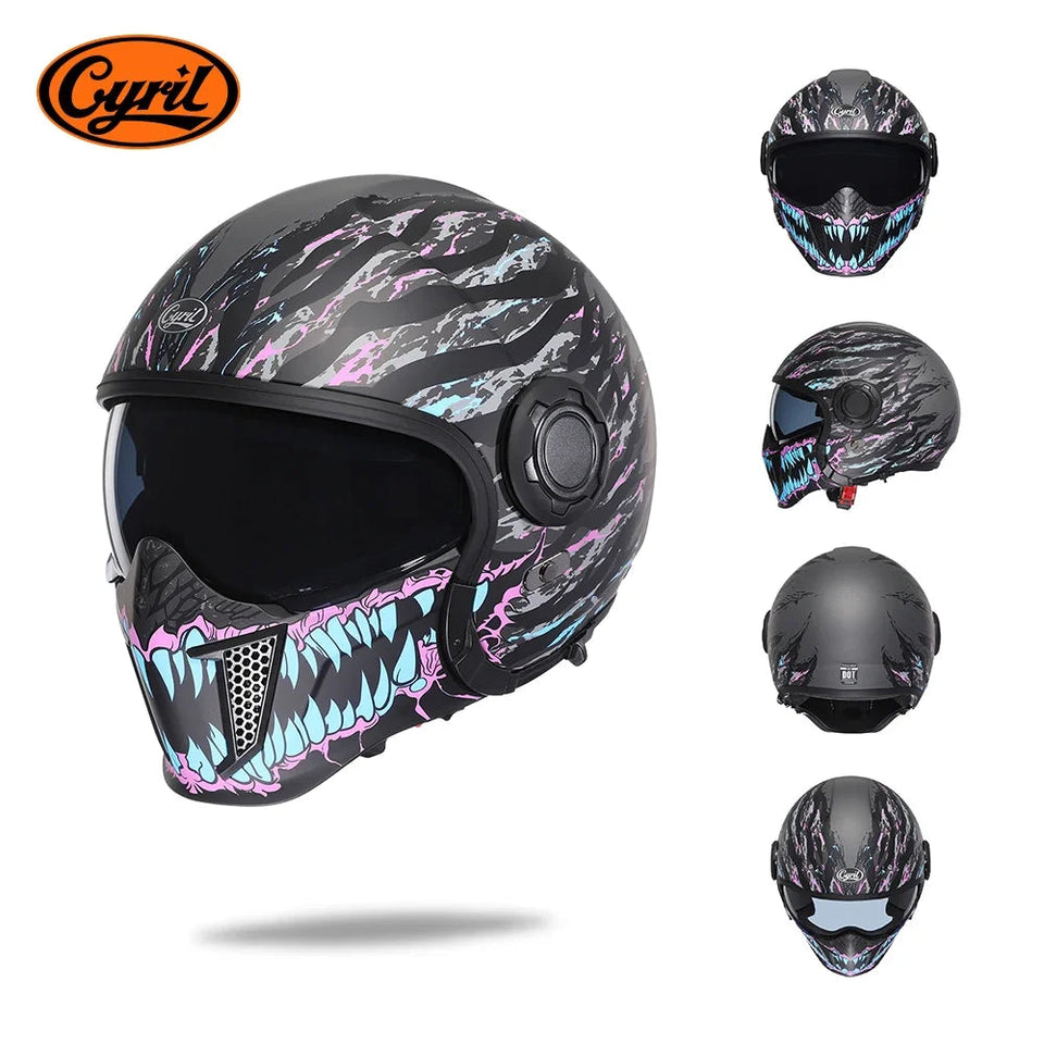 Motorcycle Helmet Full Face Open Face Helmet Modular Helmets Double Lens Quick Release Buckle Men Women CYRIL OP12A Cascos Moto AXSSIBLZ