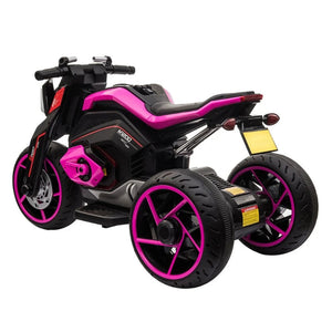12V Three-wheel Ride On Motorcycle, Kids Electric Motorbike with Horns, LED Lights, Gift for Kids 3-8 Years,Rosy AXSSIBLZ